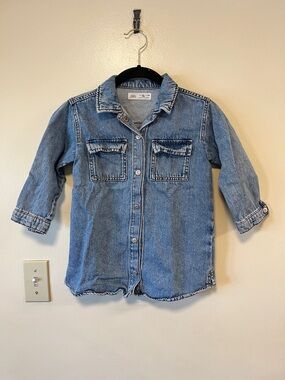 Zara Kids Medium Blue Denim Button-Up Jacket